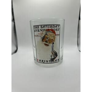 ~*VINTAGE*~ THE SATURDAY EVENING POST - NORMAN ROCKWELL - SANTA GLASS